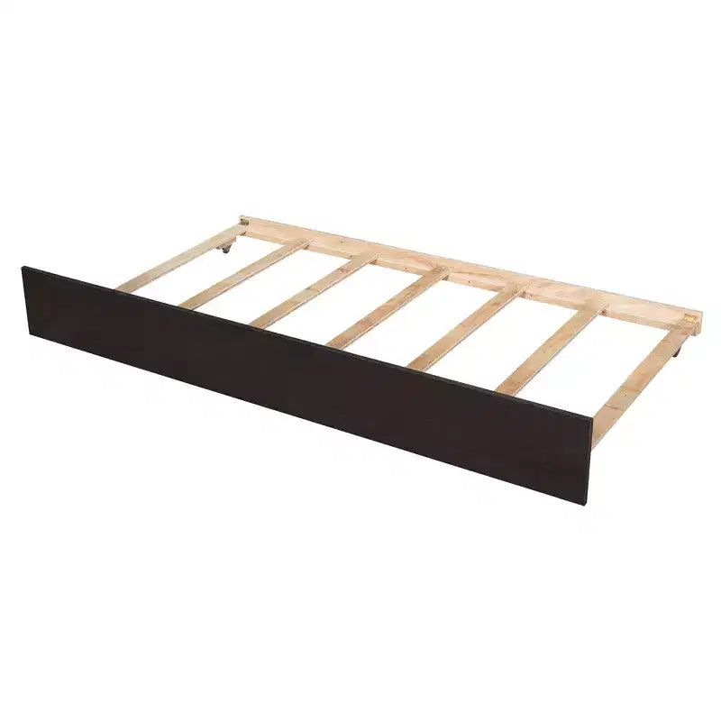 Lit plateforme double avec lit gigogne et tête de lit de rangement, cadre de lit avec support à lattes en bois pour petits espaces