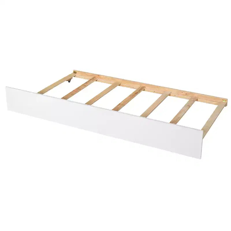Lit plateforme double avec lit gigogne et tête de lit de rangement, cadre de lit avec support à lattes en bois pour petits espaces