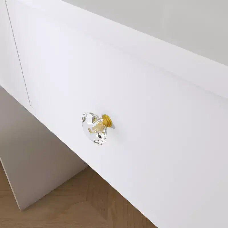 Coiffeuse avec tabouret, miroir lumineux 3 modes de couleur, support pour sèche-cheveux, prise de courant et tiroirs de rangement