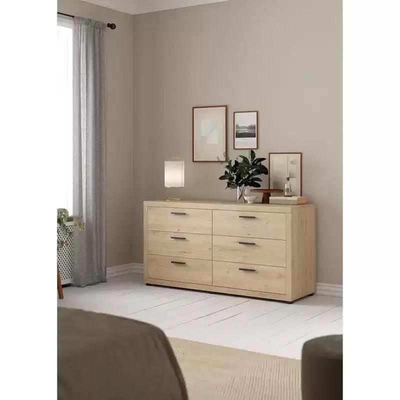Commode double à 6 tiroirs, Jackson Hickory