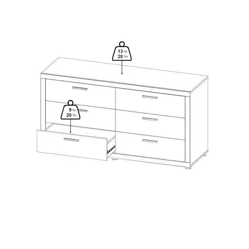 Commode double à 6 tiroirs, Jackson Hickory