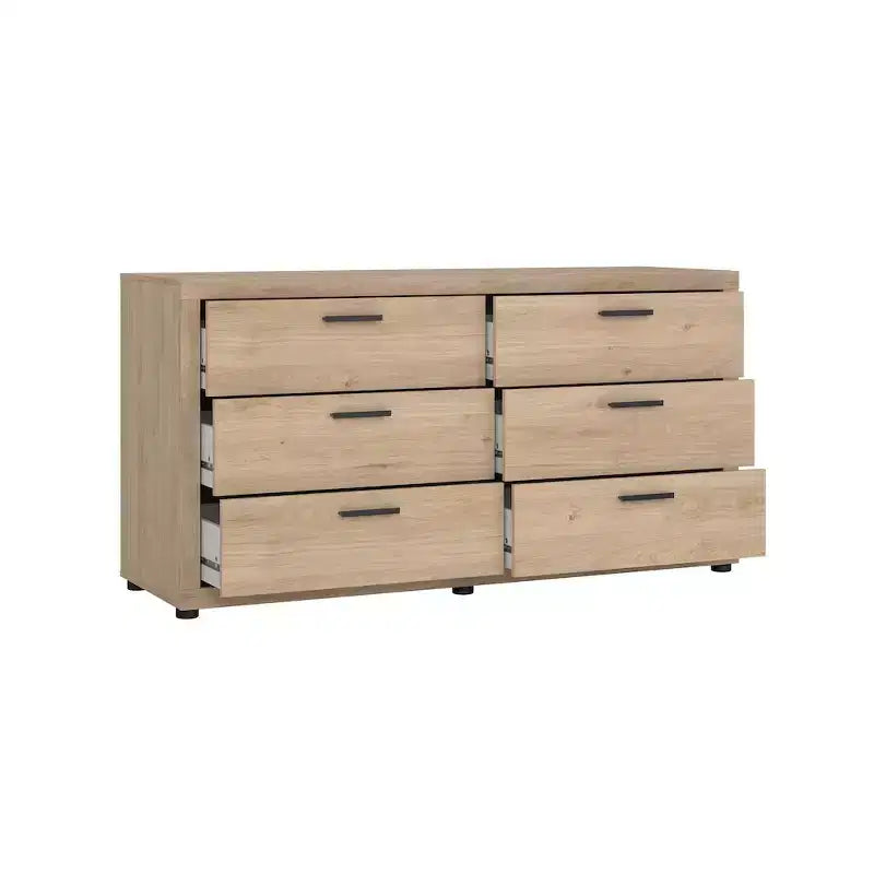 Commode double à 6 tiroirs, Jackson Hickory