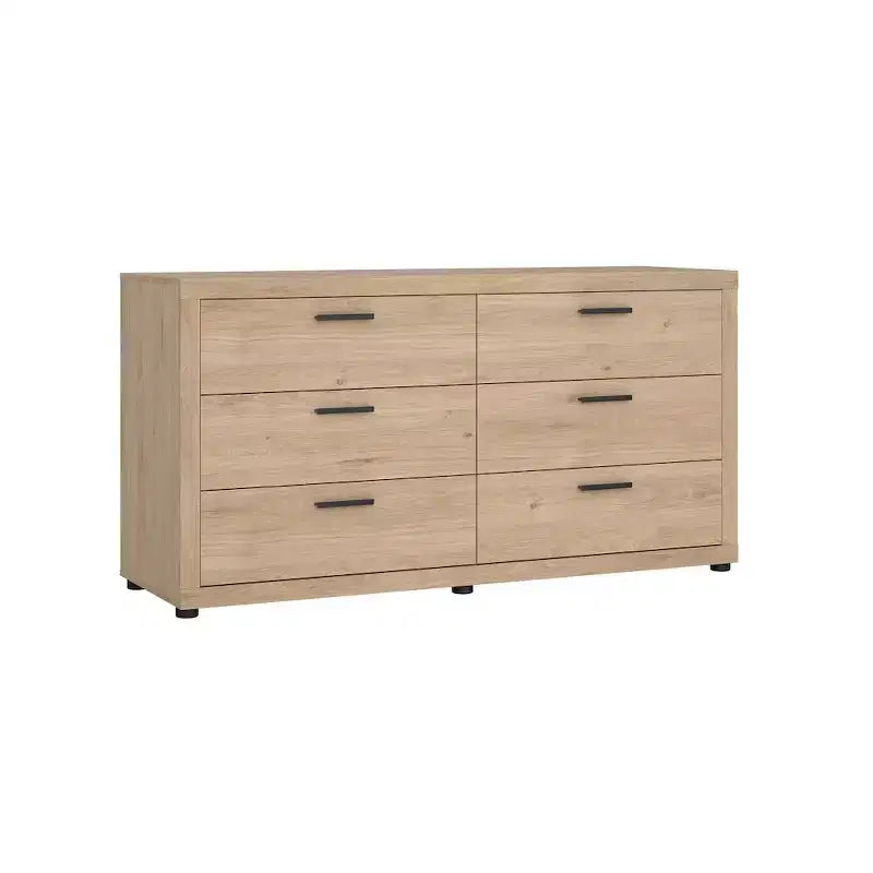 Commode double à 6 tiroirs, Jackson Hickory