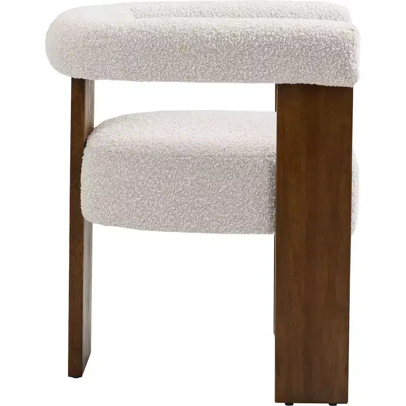 Chaise de salle à manger en tissu bouclé crème Baril