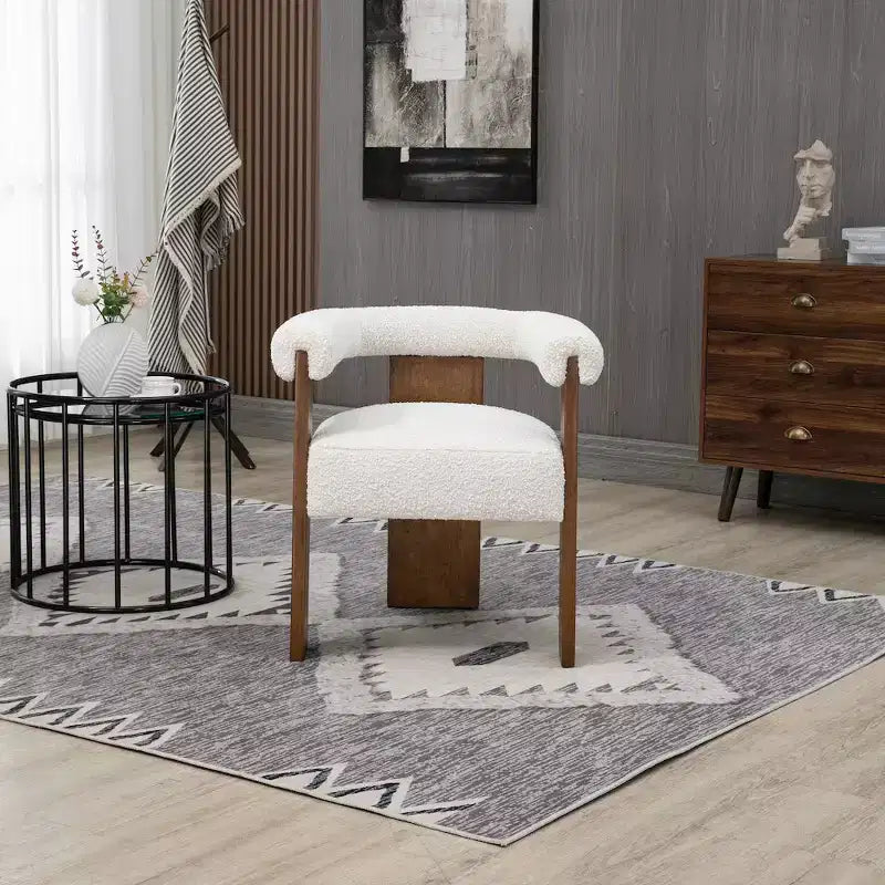 Chaise de salle à manger en tissu bouclé crème Baril