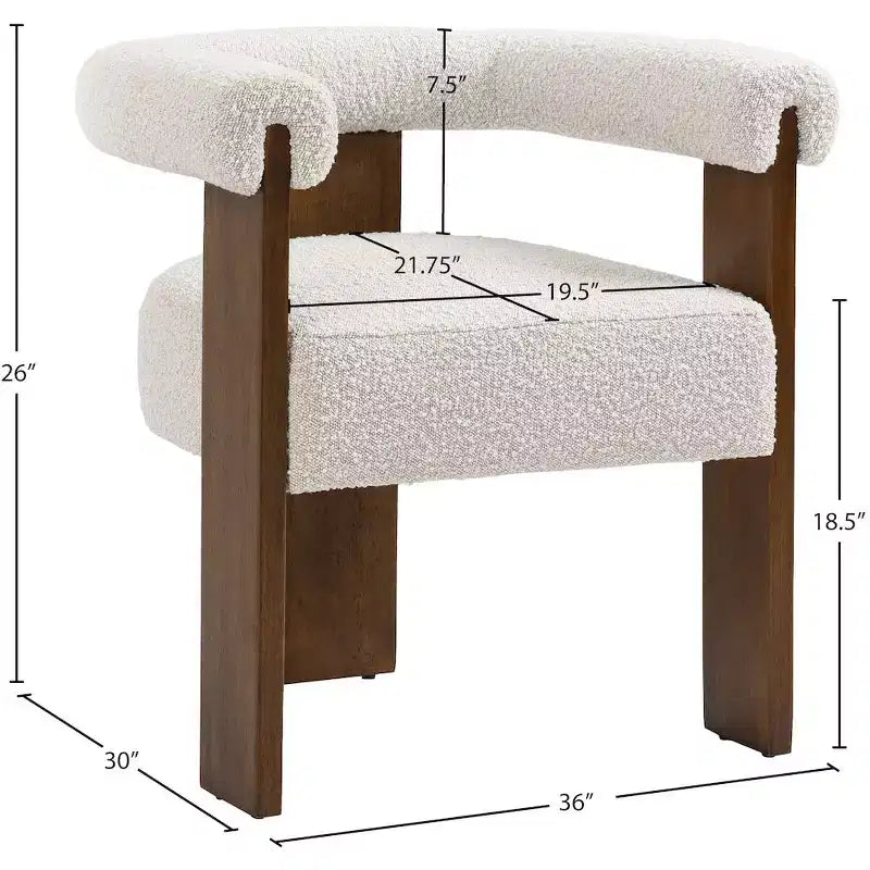 Chaise de salle à manger en tissu bouclé crème Baril