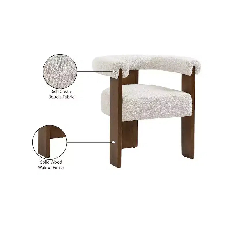Chaise de salle à manger en tissu bouclé crème Baril