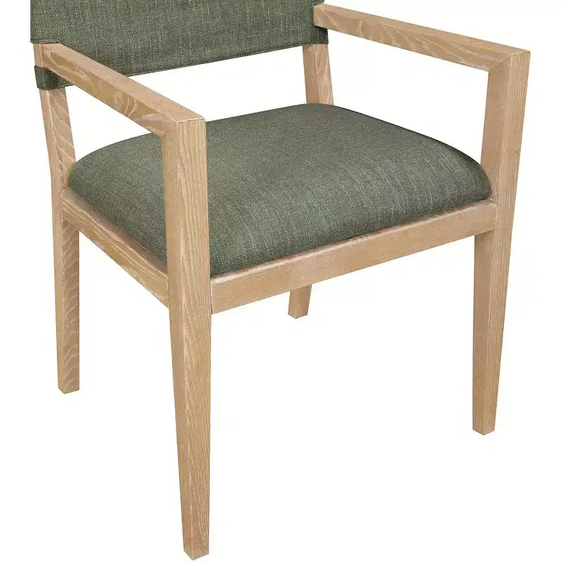 Chaise de salle à manger en tissu texturé lin olive Avon