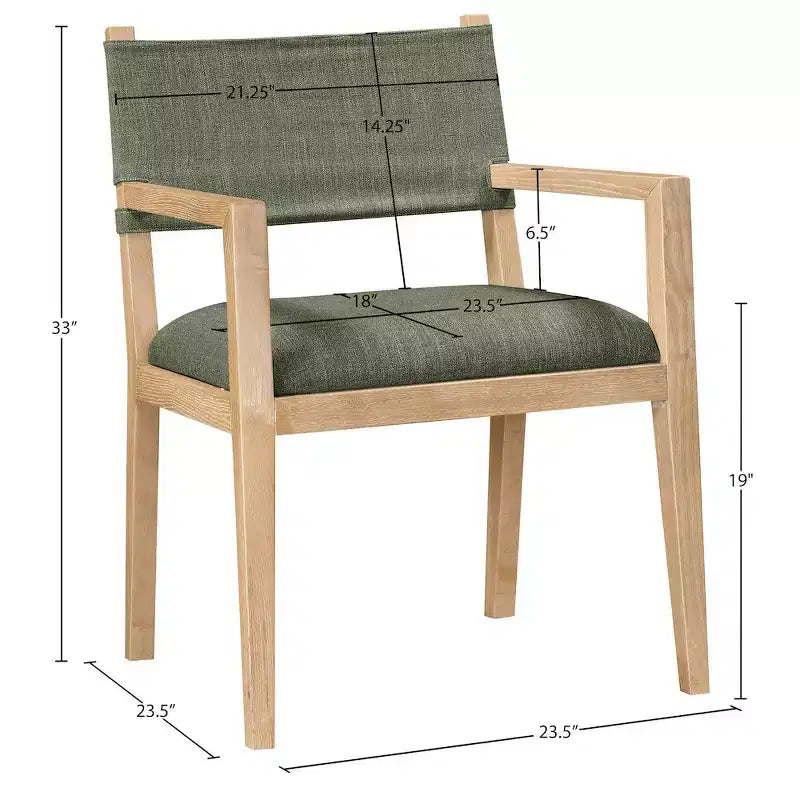 Chaise de salle à manger en tissu texturé lin olive Avon