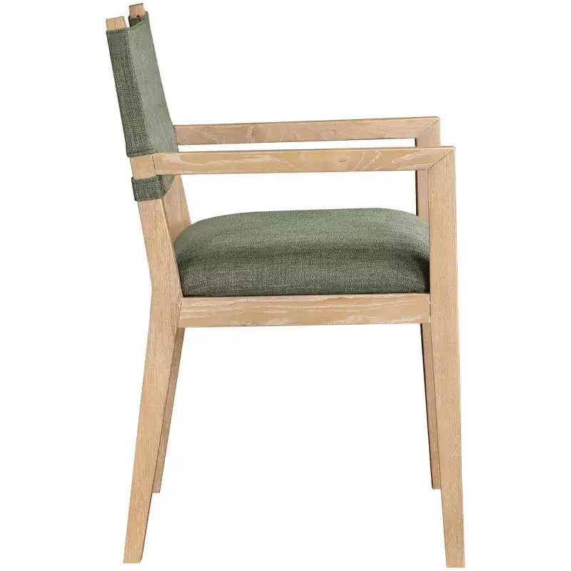 Chaise de salle à manger en tissu texturé lin olive Avon