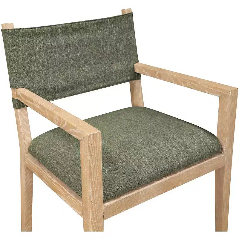 Chaise de salle à manger en tissu texturé lin olive Avon