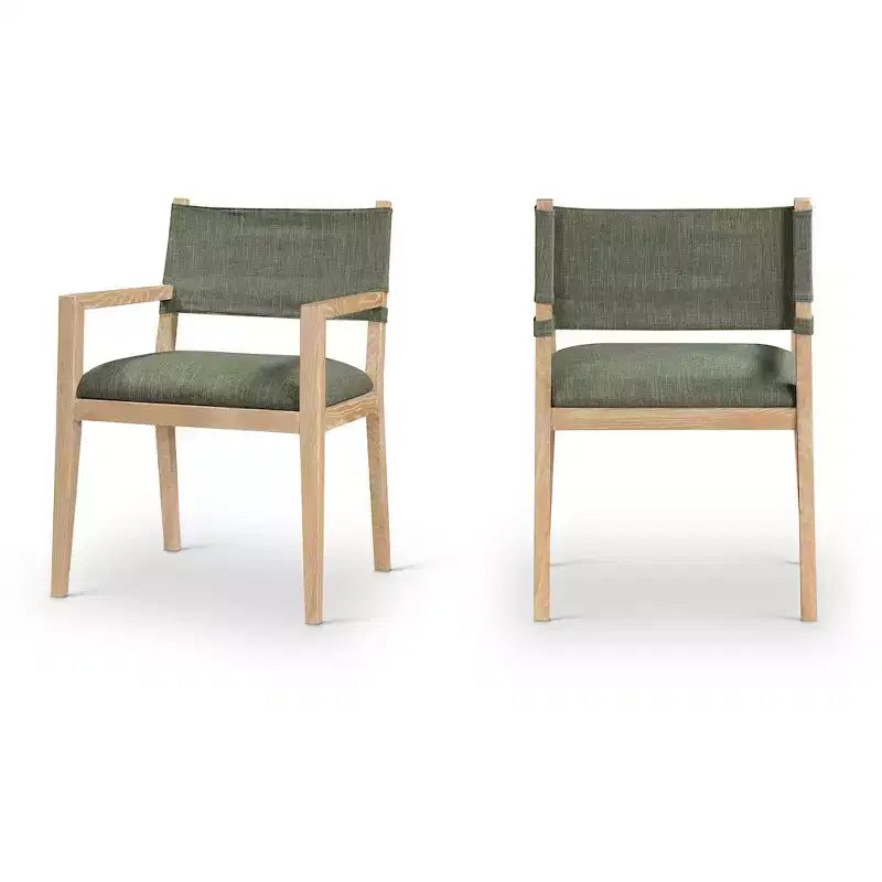Chaise de salle à manger en tissu texturé lin olive Avon
