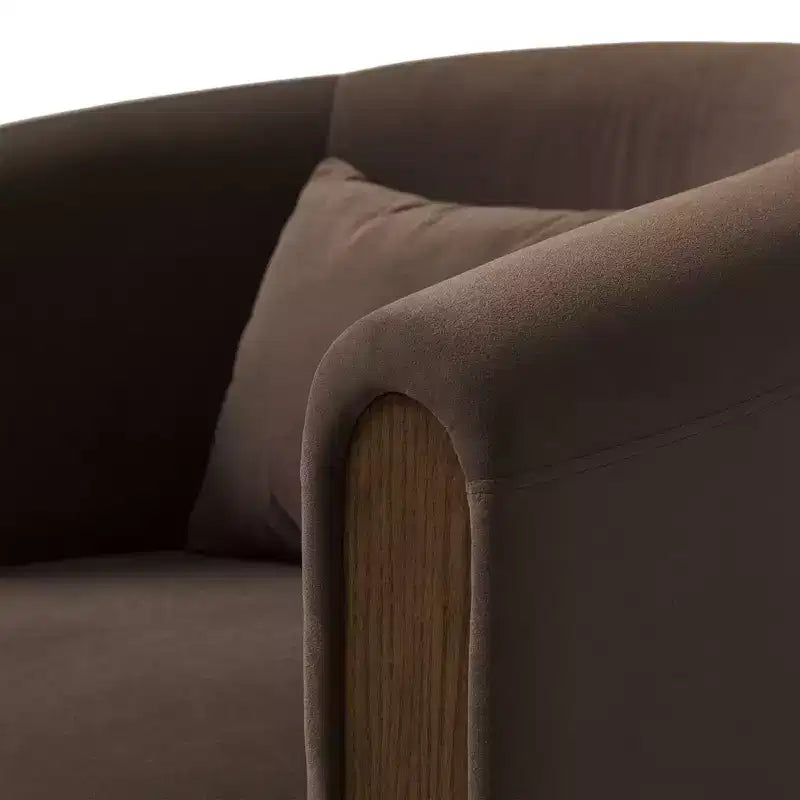 Fauteuil d'appoint pivotant moderne en tissu capitonné