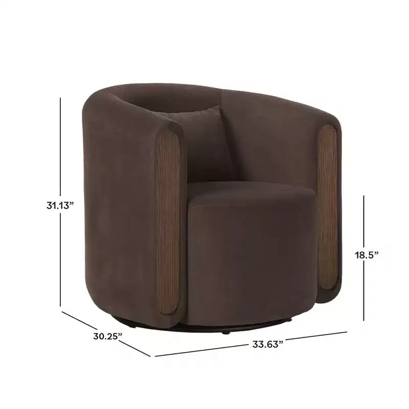 Fauteuil d'appoint pivotant moderne en tissu capitonné