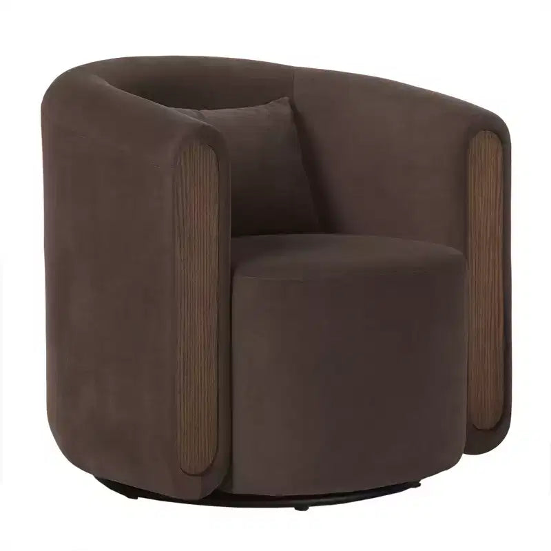 Fauteuil d'appoint pivotant moderne en tissu capitonné