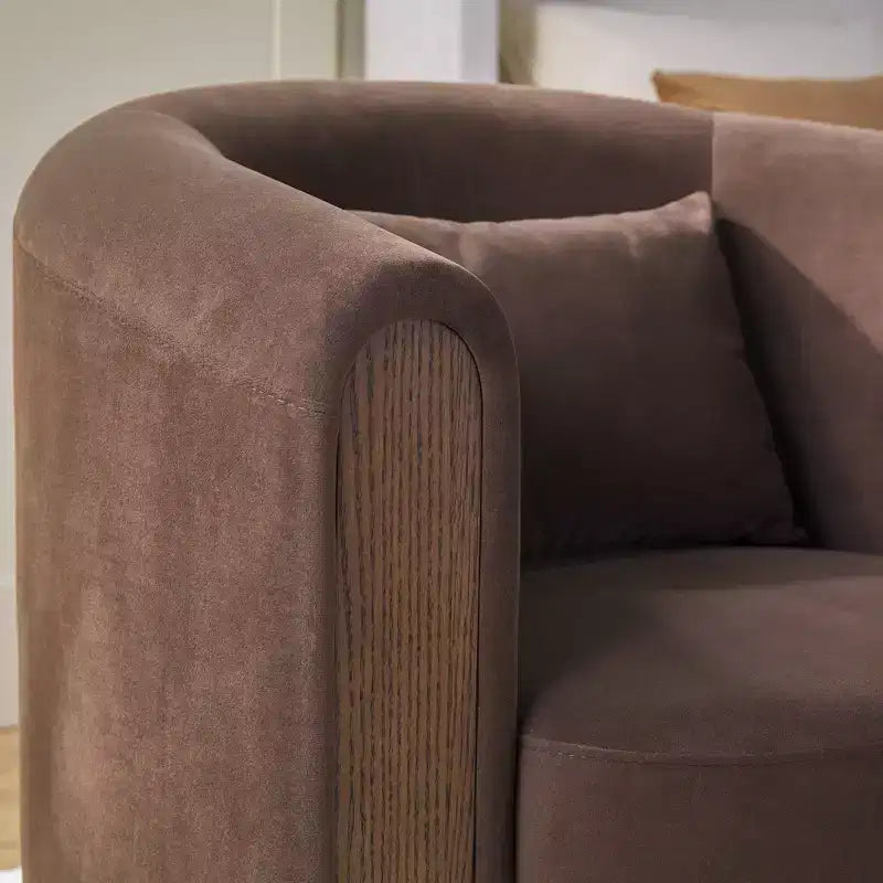 Fauteuil d'appoint pivotant moderne en tissu capitonné
