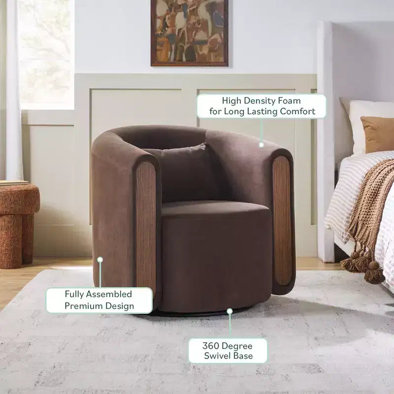Fauteuil d'appoint pivotant moderne en tissu capitonné