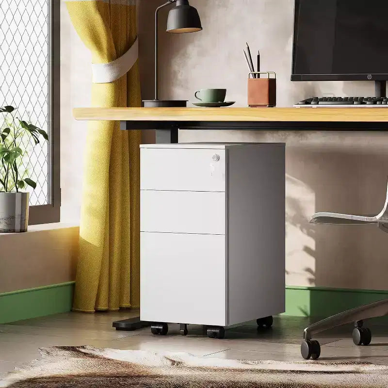 Meuble de classement mobile à 3 tiroirs pour bureau à domicile, classeur vertical mince de 30 cm, organiseur de documents peu encombrant avec serrure