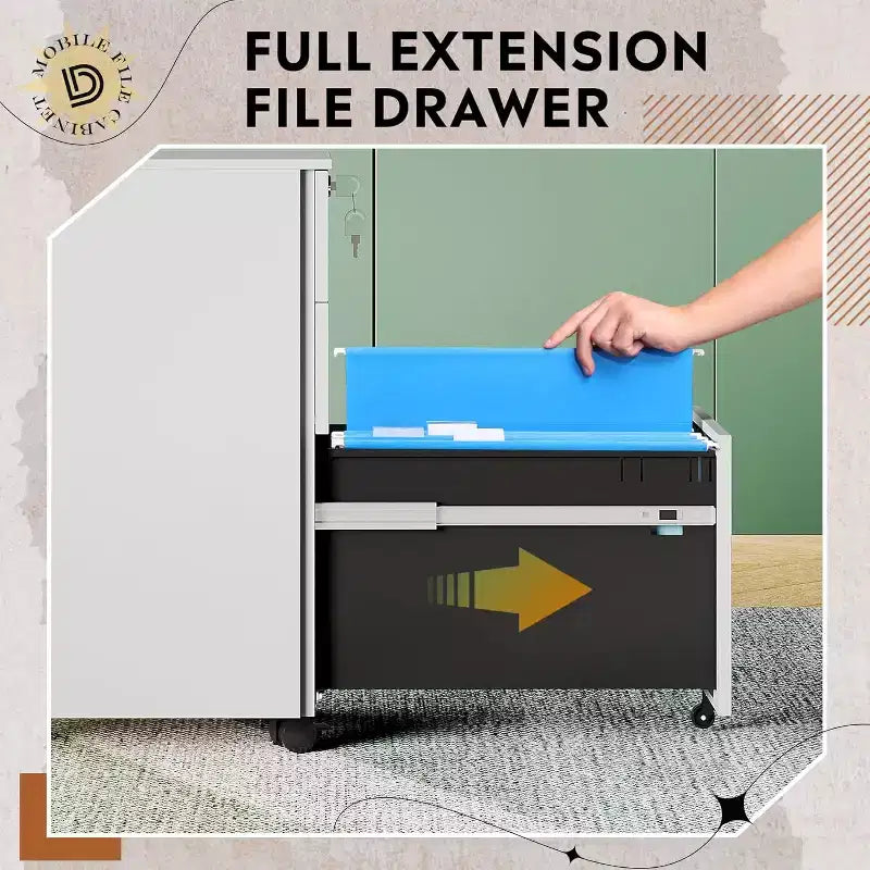Meuble de classement mobile à 3 tiroirs pour bureau à domicile, classeur vertical mince de 30 cm, organiseur de documents peu encombrant avec serrure