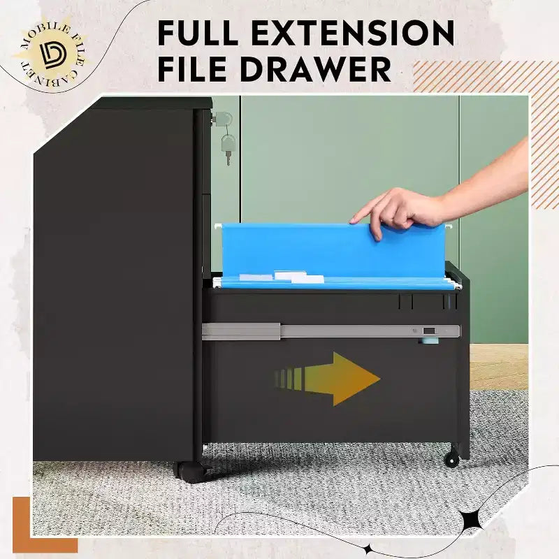 Meuble de classement mobile à 3 tiroirs pour bureau à domicile, classeur vertical mince de 30 cm, organiseur de documents peu encombrant avec serrure