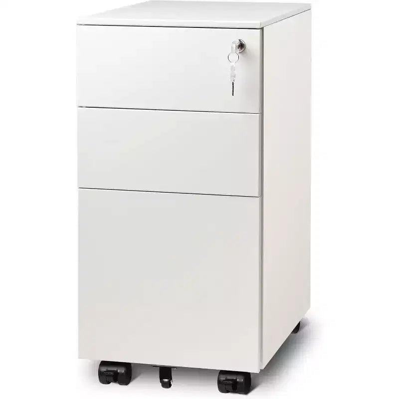Meuble de classement mobile à 3 tiroirs pour bureau à domicile, classeur vertical mince de 30 cm, organiseur de documents peu encombrant avec serrure