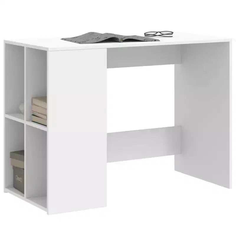 Bureau blanc en bois composite, moyen, rectangulaire, moderne