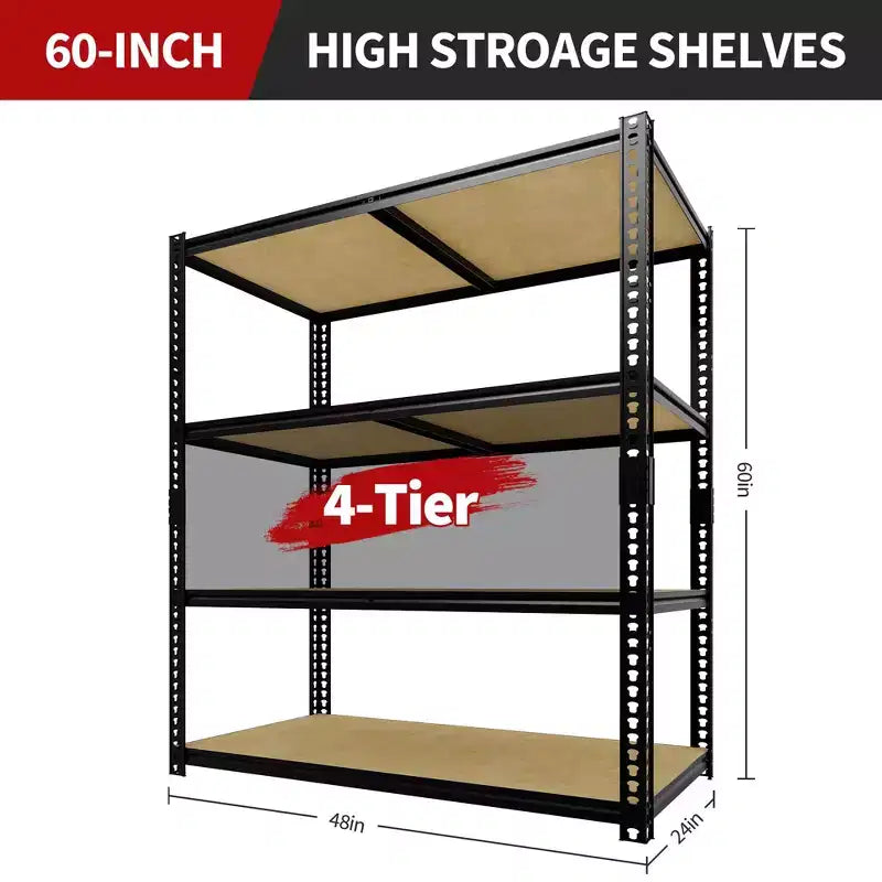 Étagères de rangement robustes à 5 niveaux de 1383 kg, 183 cm H x 122 cm L x 61 cm P, étagères métalliques réglables, noires, pour garage, maison, usage industriel