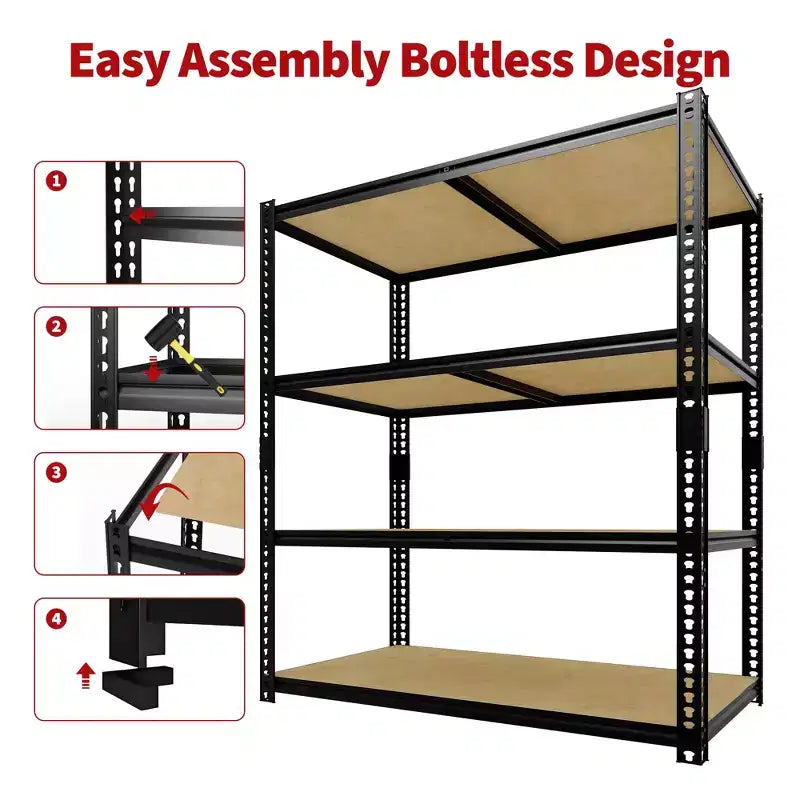 Étagères de rangement robustes à 5 niveaux de 1383 kg, 183 cm H x 122 cm L x 61 cm P, étagères métalliques réglables, noires, pour garage, maison, usage industriel