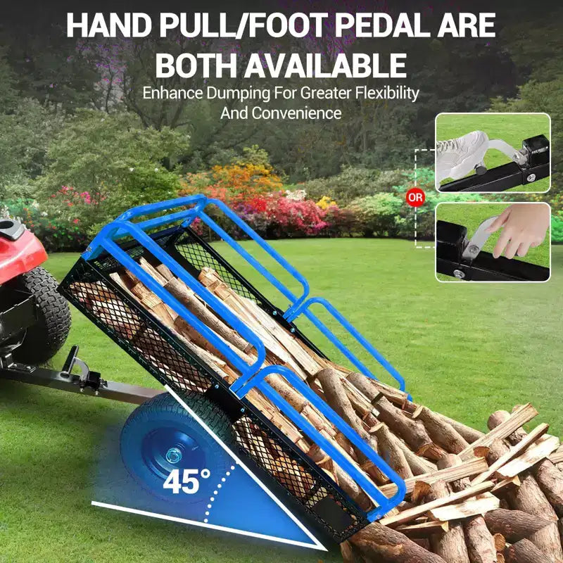 Remorque basculante en acier robuste pour VTT, capacité de 680 kg, 0,42 m³ avec côtés amovibles pour le jardin et la cour