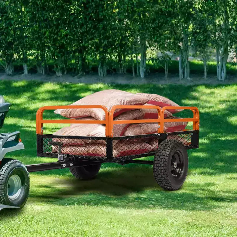 Remorque basculante en acier robuste pour VTT, capacité de 680 kg, 0,42 m³ avec côtés amovibles pour le jardin et la cour