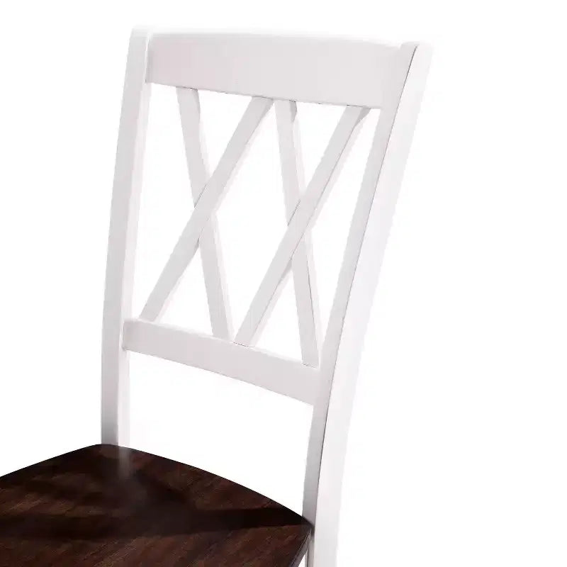 Chaise de salle à manger blanche : bois massif, dossier en X traditionnel, pieds en hévéa