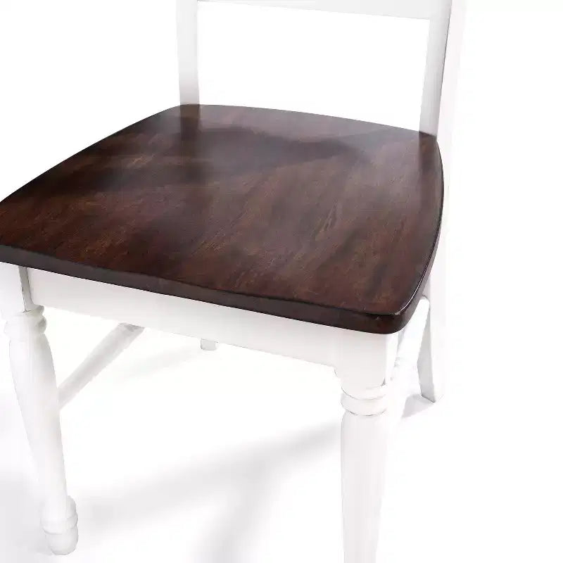 Chaise de salle à manger blanche : bois massif, dossier en X traditionnel, pieds en hévéa
