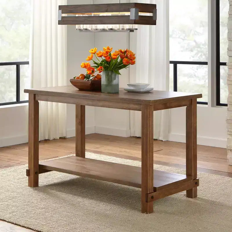 Table à manger rectangulaire hauteur comptoir style « Modern Farmhouse » en bois flotté