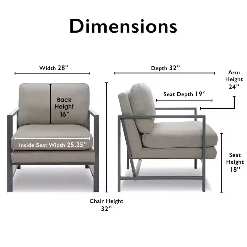 Fauteuil d'appoint en métal bronze gris : Polyester rembourré, fauteuil club moderne d'une capacité de 113 kg