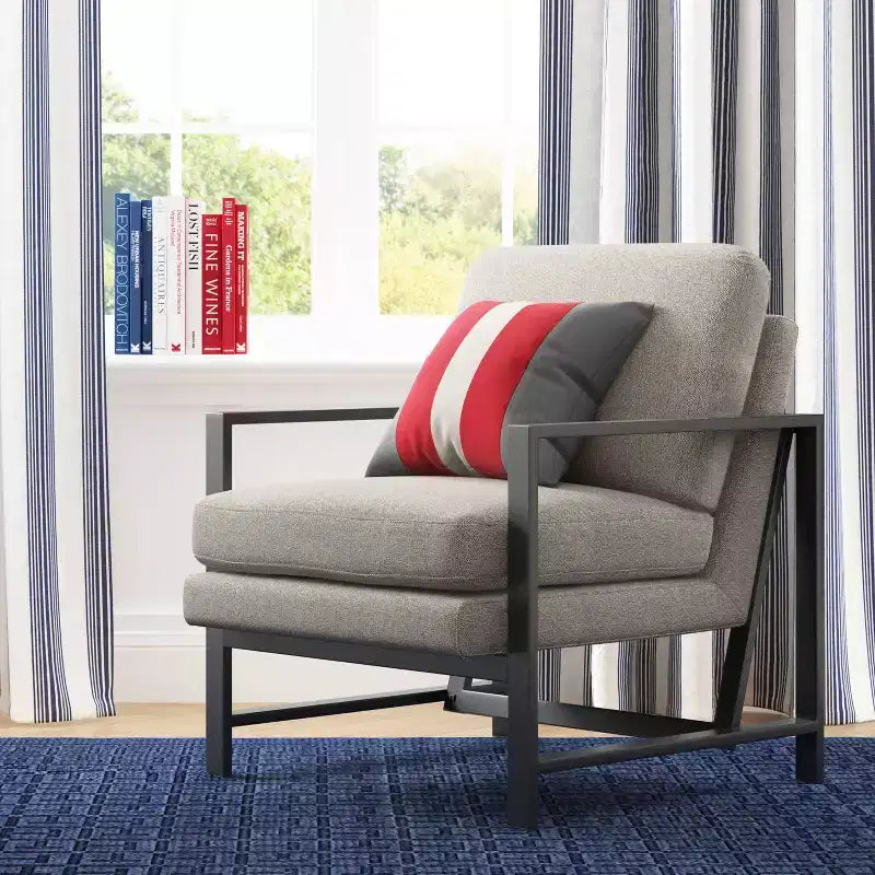 Fauteuil d'appoint en métal bronze gris : Polyester rembourré, fauteuil club moderne d'une capacité de 113 kg