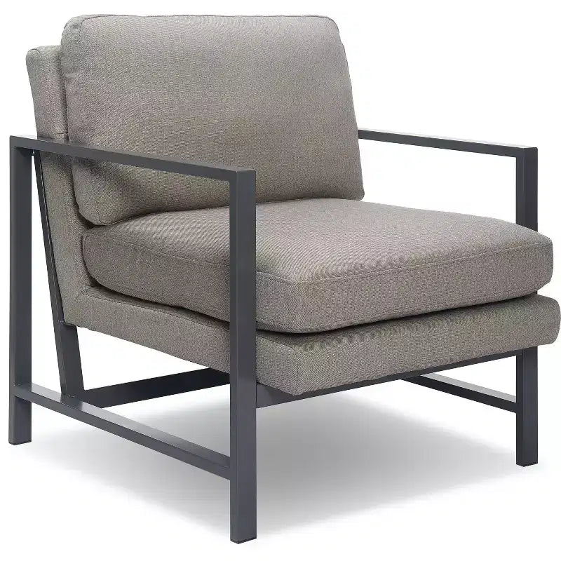 Fauteuil d'appoint en métal bronze gris : Polyester rembourré, fauteuil club moderne d'une capacité de 113 kg