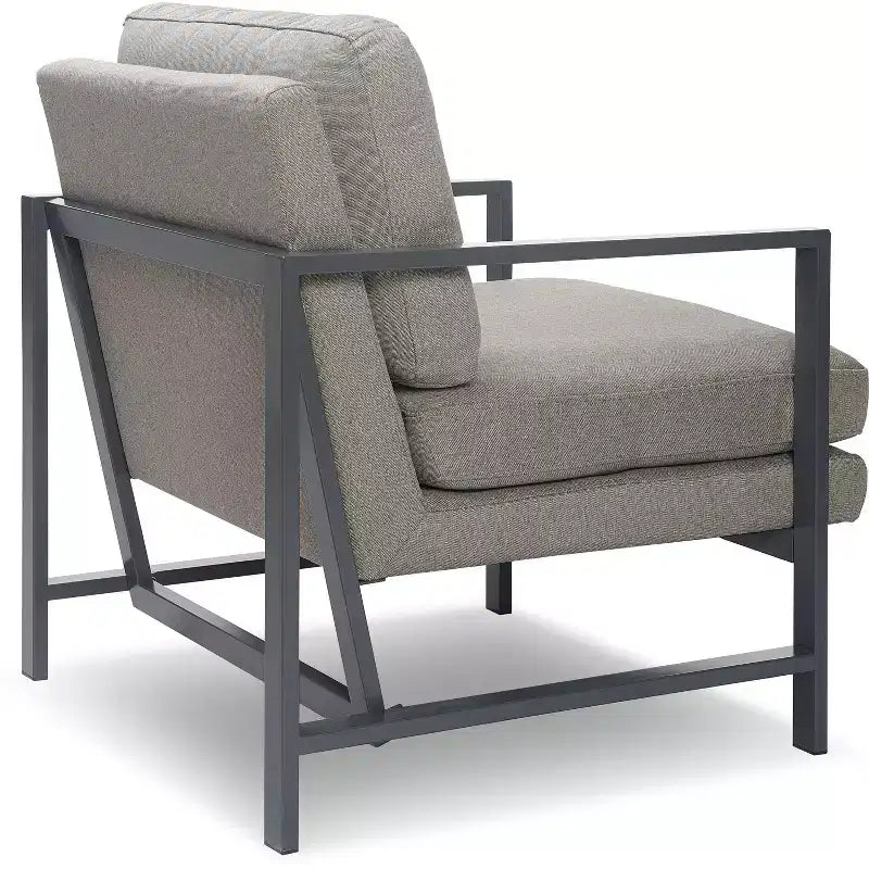 Fauteuil d'appoint en métal bronze gris : Polyester rembourré, fauteuil club moderne d'une capacité de 113 kg