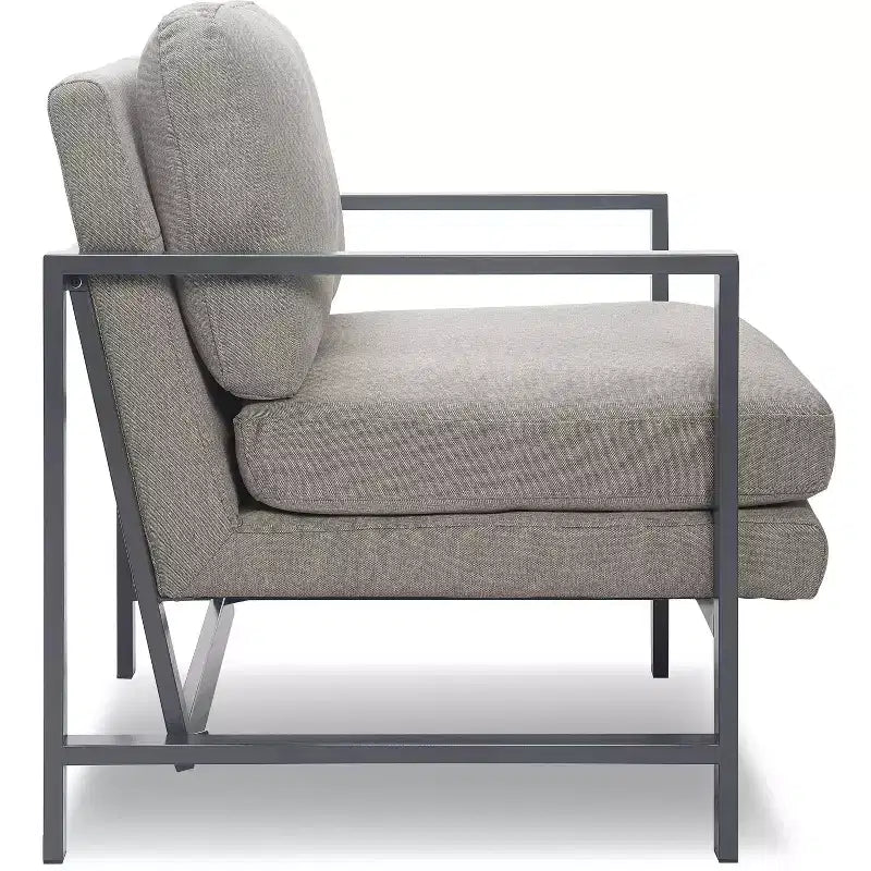 Fauteuil d'appoint en métal bronze gris : Polyester rembourré, fauteuil club moderne d'une capacité de 113 kg