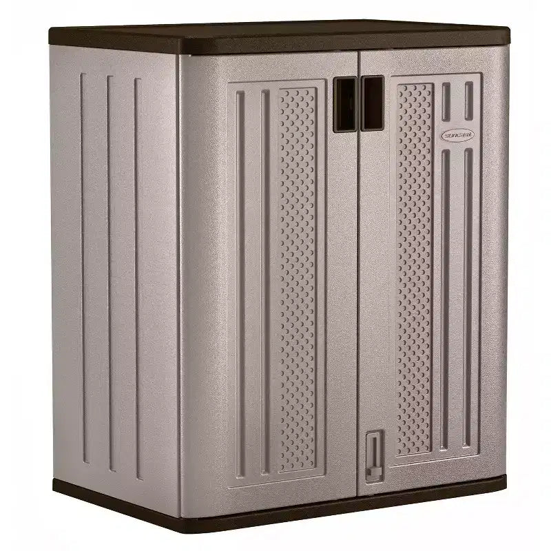 Suncast 9 Cu Ft Base Storage Cabinet with Shelves, Platinum Metallic/Slate