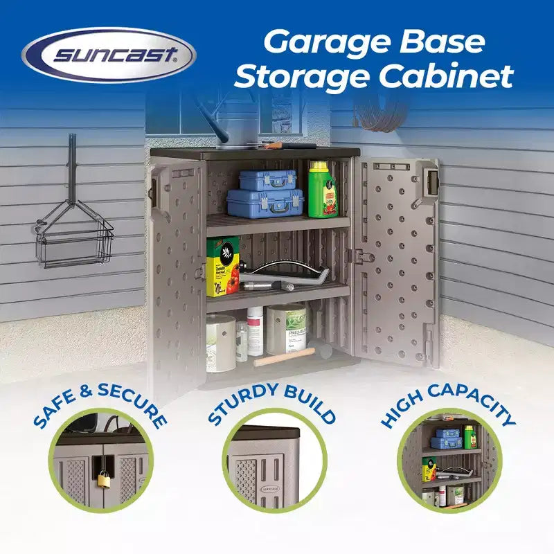 Armoire de rangement basse 255 litres avec étagères, platine métallisé/ardoise