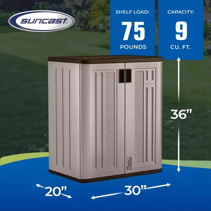 Armoire de rangement basse 255 litres avec étagères, platine métallisé/ardoise