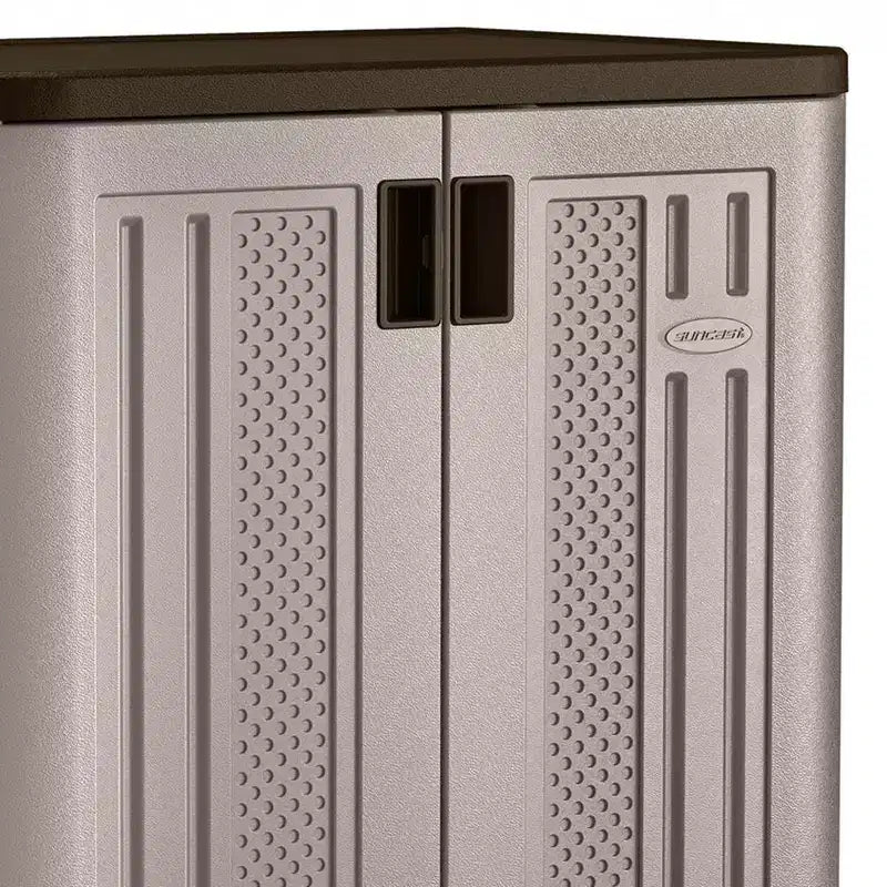 Armoire de rangement basse 255 litres avec étagères, platine métallisé/ardoise